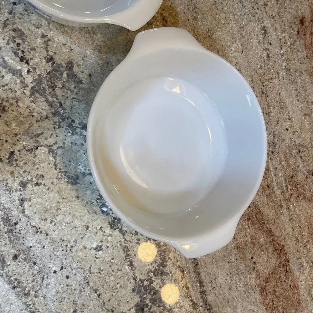 Vintage CorningWare Blue Cornflower Casserole Set - 2 Piece White Oval Dishes